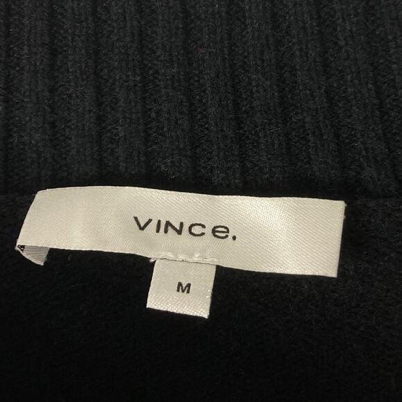 Nwot VINCE Sweater M Black Cashmere Wool Ribbed-Neck-Cuff-Hem Long-Sleeve - Picture 3 of 11